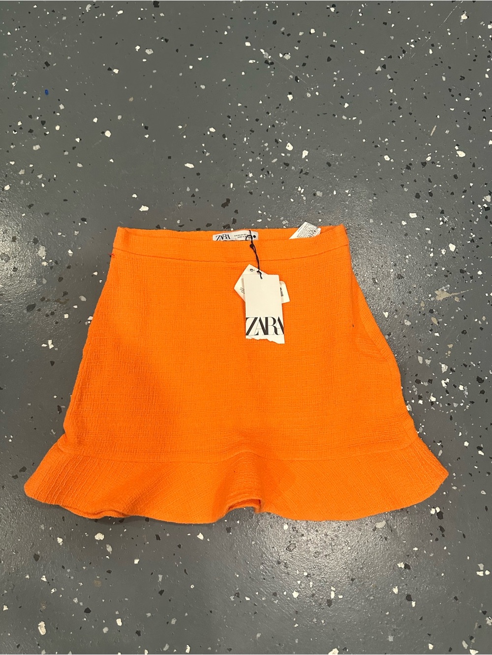 ZARA Bright Orange Flared Knit Skirt